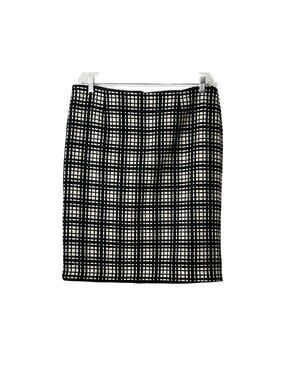 Dalia Collection Skirt Womens Size 14 Wool Pencil Black White Plaid Lined Career